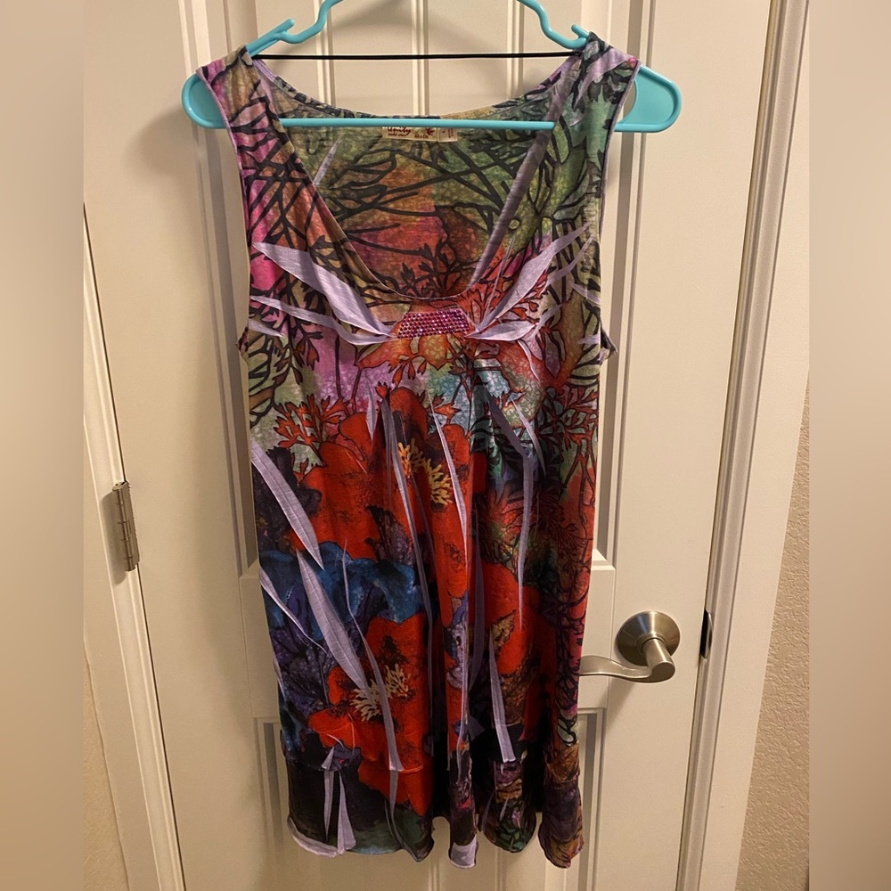 Unity World Wear Beach Top L Colorful Sublimation Blouse Tank Sleeve Shirt Large